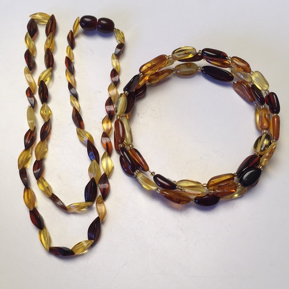 Baltic Natural Amber Necklace and Bracelet - Picture 3 of 9